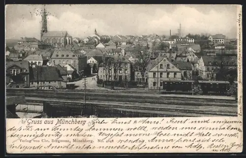 AK Münchberg, Ortsansicht mit Blick zur Kirche