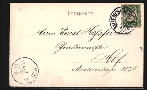 AK Münchberg, Ortsansicht mit Blick zur Kirche