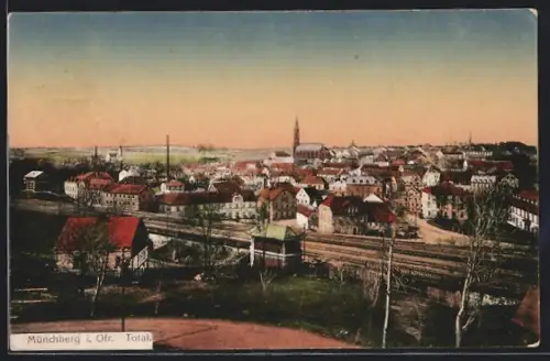 AK Münchberg i. Ofr., Ortsansicht aus der Vogelschau