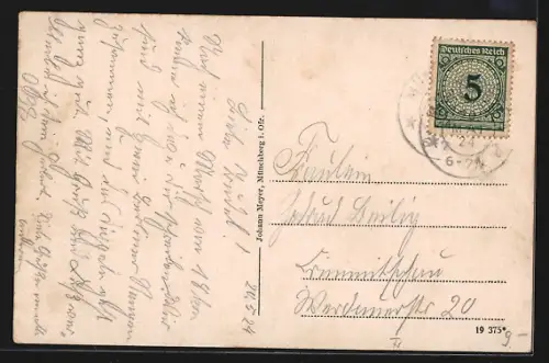 AK Münchberg i. Ofr., Ortsansicht aus der Vogelschau