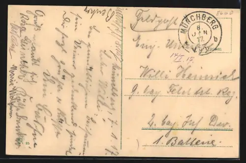 AK Münchberg, Stadtansicht mit Kirche und Bahnanlagen