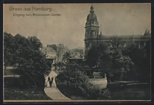 AK Hamburg-St.Pauli, Eingang zum Botanischen Garten