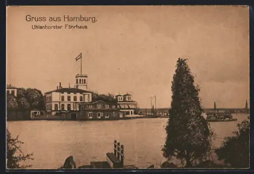 AK Hamburg, Uhlenhorster Fährhaus vom Wasser