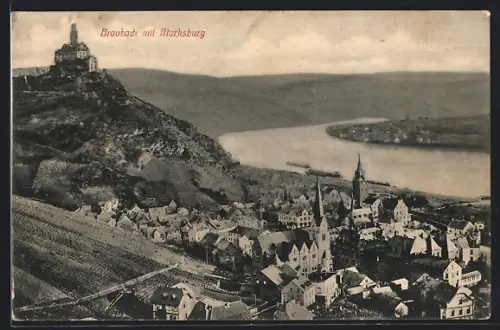 AK Braubach, Gesamtansicht mit Marksburg