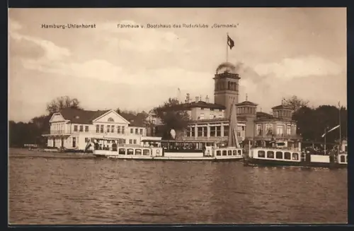 AK Hamburg-Uhlenhorst, Fährhaus und bootshaus des Ruderclub Germania
