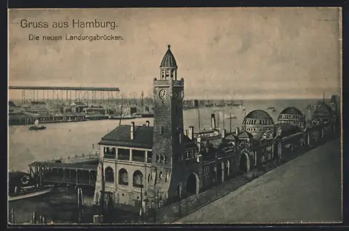 AK Hamburg-St.Pauli, Die neuen Landungsbrücken