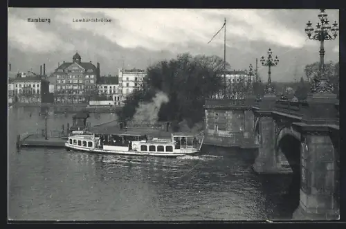 AK Hamburg-Neustadt, Blick auf Neuen Jungfernstieg mit Lombardsbrücke