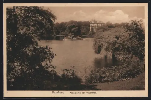 AK Hamburg-Harvestehude, Alsterpartie beim Frauenthal