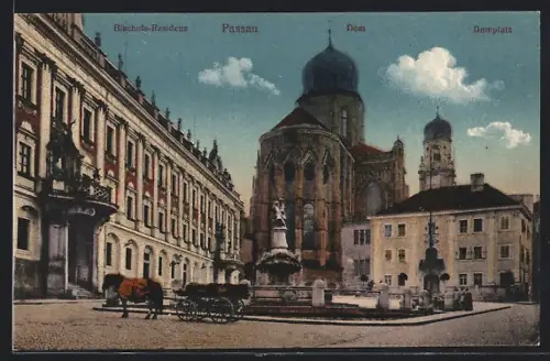 AK Passau, Bischofs-Residenz, Dom und Domplatz