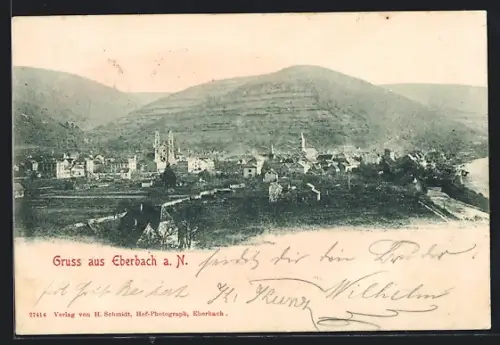 AK Eberbach a. N., Gesamtansicht mit Umgebung