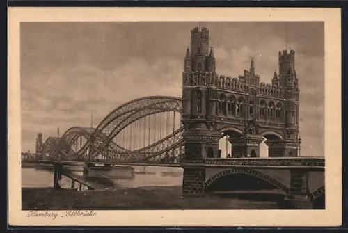 AK Hamburg-Rothenburgsort, Blick auf die Elbbrücke