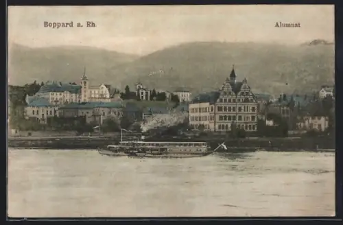 AK Boppard a. Rh., Blick vom Rhein auf das Alumnat