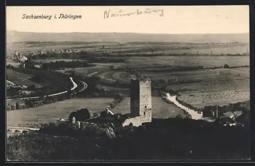 AK Sachsenburg i. Thüringen, Ruine Sachsenburg mit Hinterland