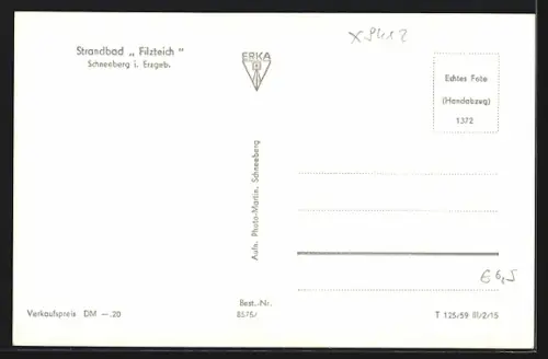 AK Schneeberg i. Erzgeb., Blick auf das Strandbad Filzteich mit Gästen und Zelten