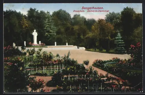 AK Sangerhausen, Rosarium mit Kaiserin-Denkmal