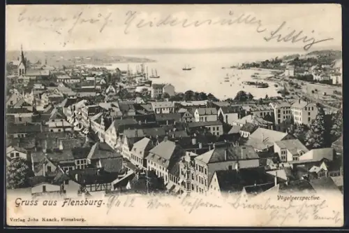 AK Flensburg, Panorama aus der Vogelschau