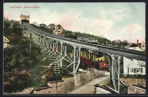 AK Dresden-Loschwitz, Streckenabschnitt der Schwebebahn