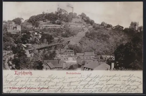 AK Dresden-Loschwitz, Teilansicht mit Drahtseilbahn