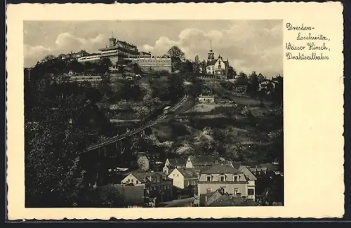 AK Dresden-Loschwitz, Weisser Hirsch mit Drahtseilbahn