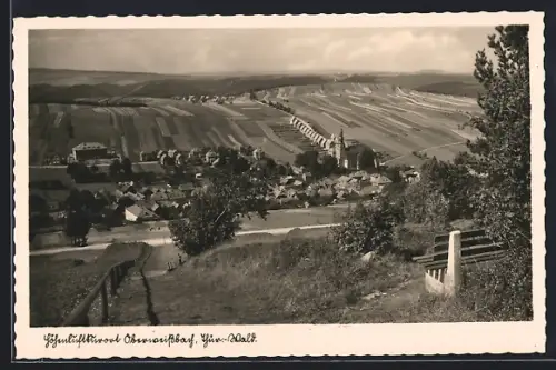 AK Oberweissbach /Thür.-Wald, Ortsansicht von einer Anhöhe aus