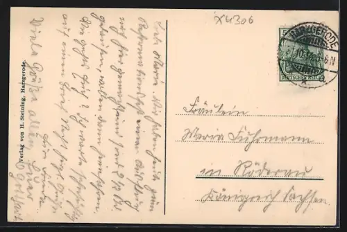 AK Harzgerode, Marktplatz mit Kirche