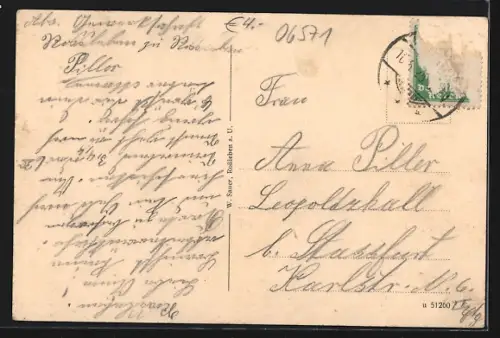 AK Rossleben a. U., Ortsansicht vom Fluss aus