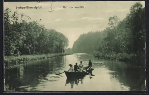 AK Lychen-Himmelpfort, Ruderboot auf der Woblitz