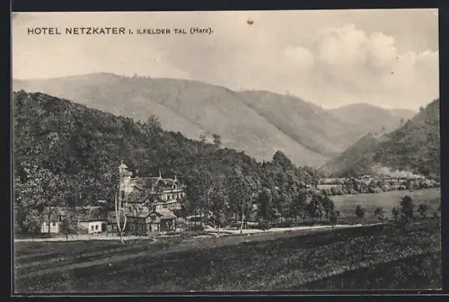 AK Ilfeld /Harz, Hotel Netzkater im Ilfelder Tal, Bes. Emil Liesegang