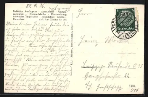 AK Pobershau i. Erzg., Bergschänke zum Kotzenstein, Inh. Willy Enger