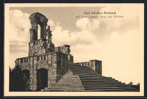 AK Gehren i. Thür., Fürst Carl Günther-Denkmal auf dem Langen Berg