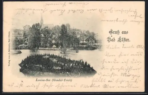 AK Bad Elster, Louisa-See mit Gondeln
