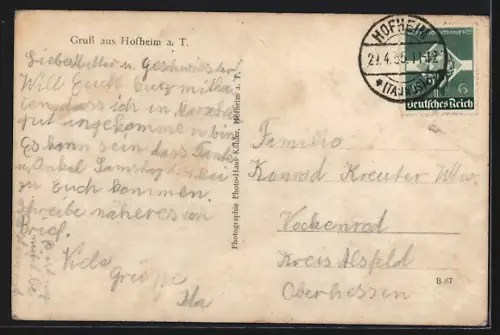 AK Hofheim a. T., Wohnhäuser aus der Vogelschau