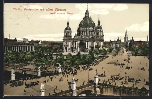 AK Berlin, Lustgarten mit altem Museum und neuem Dom