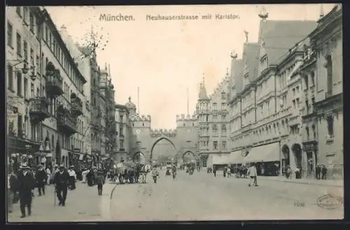 AK München, Neuhauserstrasse mit Karlstor