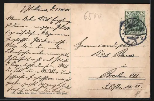 AK Mainz am Rhein, Raddampfer fährt an der Stadt vorbei