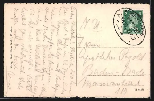 AK Konstanz, Hafen mit Dampfer