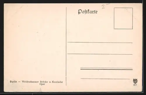 AK Berlin, Weidendammer Brücke und Komische Oper