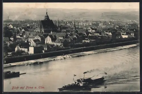 AK Pirna a. Elbe, Gesamtansicht von der Elbe