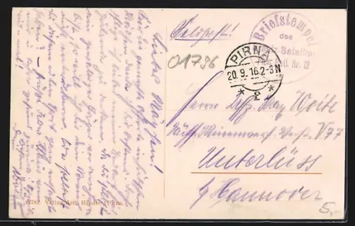 AK Pirna a. Elbe, Teilansicht über die Elbe