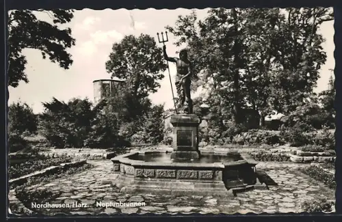 AK Nordhausen /Harz, Blick auf den Neptunbrunnen