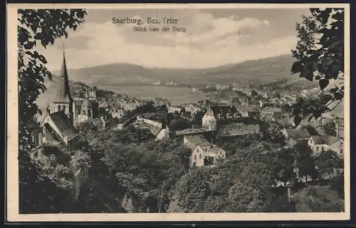 AK Saarburg /Trier, Teilansicht mit Kirche von der Burg aus