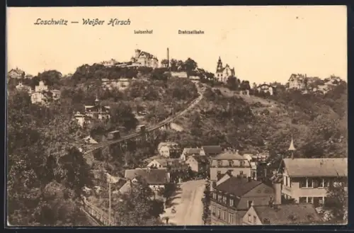 AK Dresden-Loschwitz, Weisser Hirsch und Drahtseilbahn