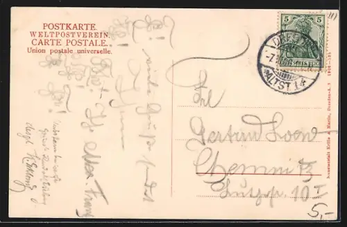 AK Dresden-Loschwitz, Hotel Luisenhof mit Bergbahn