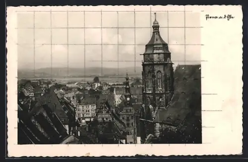 AK Pirna a. d. Elbe, Teilansicht mit Kirche