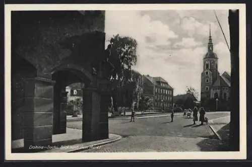 AK Dohna /Sachs., Blick nach dem Markt mit Kirche