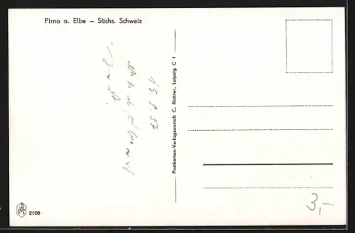 AK Pirna a. d. Elbe, Teilansicht mit Uferpartie