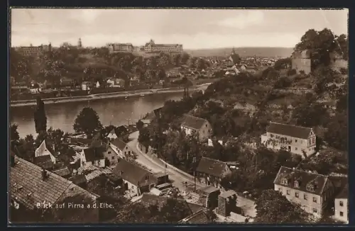 AK Pirna a. d. Elbe, Teilansicht aus der Vogelschau