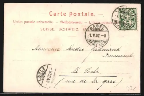 AK Basel, Klein-Basel, Alte Rheinbrücke mit Strassenbahn