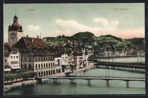 AK Luzern, Das Rathaus aus der Vogelschau