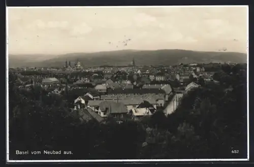 AK Basel, Panorama vom Neubad aus